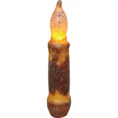 Burnt Mustard Battery Operated Taper Candle with Cinnamon Scent and Wax Dipped Textured Look