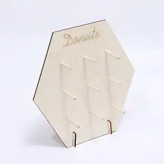13" Natural Hexagon Wood Board Donut Wall DISPLAY STAND Party Events Decorations