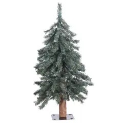 Vickerman 2' Unlit Natural Bark Alpine Artificial Christmas Tree - Metal Base Green