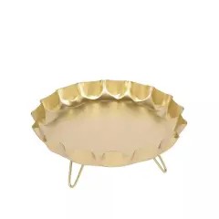 Gold 12 in Metal Crown Cap Round CUPCAKE DISPLAY STAND Serving Tray Party Events