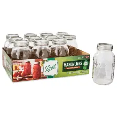 Ball Mason Jars and Lids - 32 oz, Regular Mouth, Pkg of 12