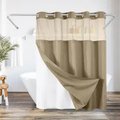 Americanflat 72x75 Hookless Waffle Pattern Shower Curtain - Water-Resistant Long Shower Curtain with Sheer Panel, Snap-In Liner, and Grommets