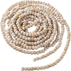 16 Feet Christmas Wood Bead Garland Wooden Bead Garland for Christmas Tree Holiday Decoration (Retro White)