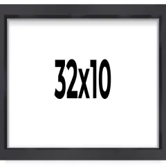 Panoramic Shadow Box 3/4" Depth Black Picture Frame - UV Acrylic, Backing, Hanging Hardware