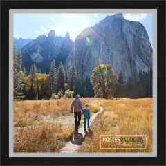 Square Flat Silver Picture Frame - UV Acrylic, Foam Board Backing, Hanging Hardware