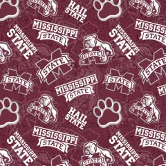 Licensed NCAA Mississippi State University Tone on Tone Cotton Fabric by the Yard