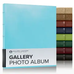 Gallery Leather Photo Album 4x6-3 Ring Binder Photo Album, 60 Pages for 120 Photos, Fillable, Can Fit 8x10 and 5x7 Photos, Handcrafted - 11.75 x 10.5 " Acadia Pool