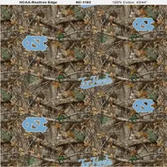 Licensed NCAA North Carolina Realtree Camo Cotton NC-1163 Cotton Fabric by the Yard
