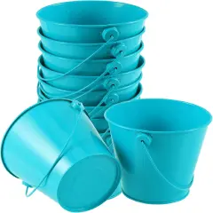 10 Pack Small Blue Metal Bucket
