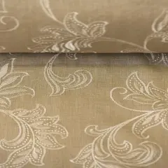 1 Yard Natural Ivory Pure Linen Foliage Embroidered Fabric Midweight Woven 54 Inch Width