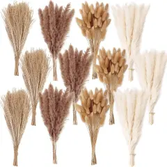300PCS Dried Flower Bouquet &ndash; Pampas Grass & Mixed Stems for Boho Home & Wedding Decor