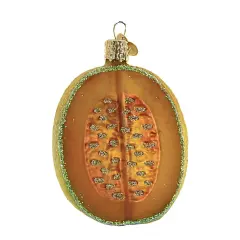 Old World Christmas 3.5 Inch Cantaloupe Christmas Tree Ornament , Ornament Melon Fruit Yellow