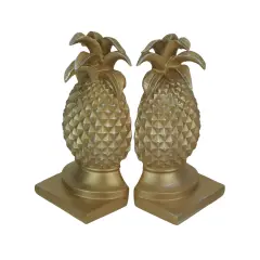 Elegant Gold Pineapple Bookends &ndash; Chic Tropical Bookshelf Accent