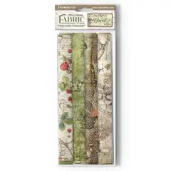 Stamperia Polyester Fabric 12"X12" 4/Pkg-Forest