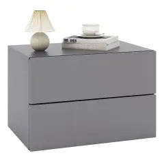 Costway 1/2 PCS Floating Nightstand with Drawer Storage Modern Floating Bedroom Shelf Gray
