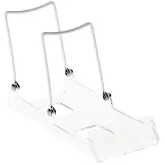 Gibson Holders ADS-2 Adjustable White Wire and Clear Acrylic Double Easel, Displays 2 Items, 3.75" W x 7.375" D x 5.5" H