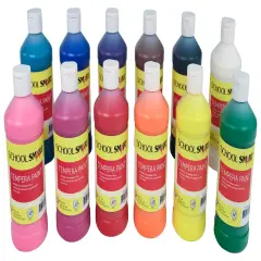 School Smart Tempera Paints, Assorted Colors, Pint Set of 12