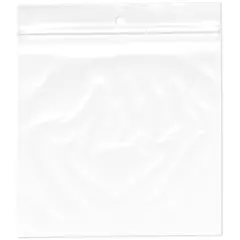 Plymor 5" x 5", 2 Mil with Hang-Hole Zipper Reclosable Plastic Bags