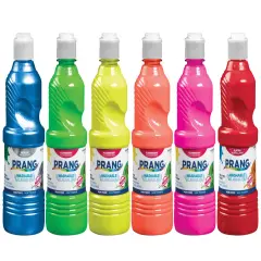 Prang Ready-to-Use Washable Tempera Paint Set, Assorted Metallic, Fluorescent, Glitter Colors,Pint Set of 6