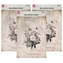 Pack of 3 - Little Birdie Decoupage Paper A4 4/Pkg-Melody Blooms
