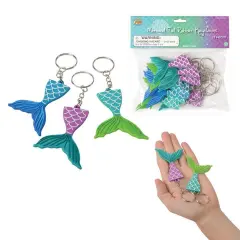 Mermaid Tail Rubber Keychains Include 12 Units