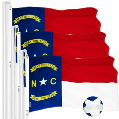 G128 3 Pack: North Carolina State Flag | 2x3 Ft | ToughWeave Series Embroidered 300D Polyester | Embroidered Design, Indoor/Outdoor, Brass Grommets