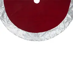 Northlight Velvet Sequined Christmas Tree Skirt - 48" - Red and Silver