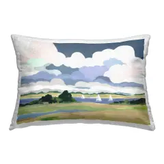 Billowing Clouds Countryside Outdoor Printed Pillow Design by Jennifer Brinley, 14 x 7 x 20