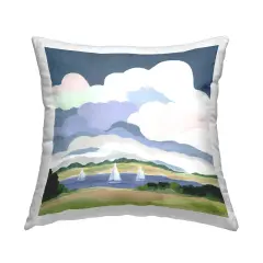 Lake Sailboats with Clouds Decorative Printed Throw Pillow Design by Jennifer Brinley, 18 x 7 x 18