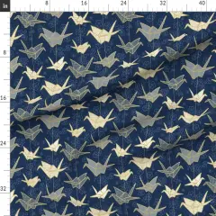 Various Fabrics by the Yard or Fat Quarter Luck Cranes Origami Japanese Crane Peace Gold Cherry Blossom Japan Birds Custom Printed Fabric by Spoonflower