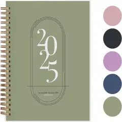 Rileys 2025 Weekly Planner - Annual Weekly & Monthly Agenda Planner, Jan - Dec 2025, Flexible Cover, Notes Pages, Twin-Wire Binding (8 x 6-Inches, Green)