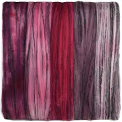 5oz Merino Tencel, Hand Dyed: Soft Lustrous Wool Combed Top Roving for Spinning, Felting, Weaving, and Textiles. Pinks