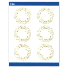 Avery Printable Round Labels with Sure Feed Technology, Pre-Printed Gold Florals, Matte White, 3" Diameter, Laser & Inkjet Compatible, 60 Total, Great for Branding, Marketing, and Events