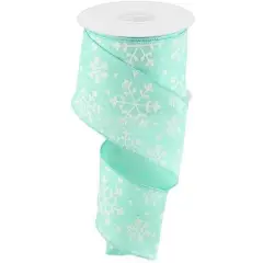 2.5" Snowflake Ribbon: Mint Green (10 Yards)