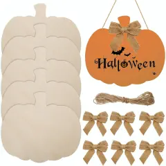 12 Pieces Large Wooden Pumpkin Cutout 12 Inch Unfinished Wood