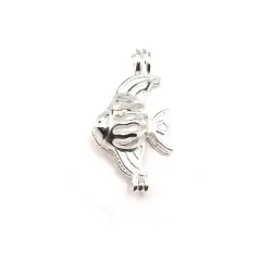 Silver Plated Angel Fish Bead Diffuser Lockets, 19x32mm