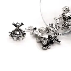 Antique Silver 3D Windmill Charms, 18x16mm