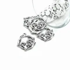 Small Silver Round Mushroom Charms, 21x20mm