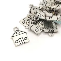 Silver House Charms, 16x12mm