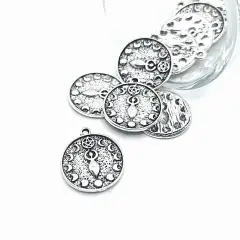 Antique Silver Goddess Pendant Charm with Moon Phases, 20x23mm