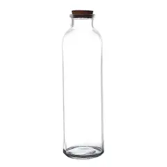 12 Clear 16 oz Round Storage Jars Refillable GLASS BOTTLES Cork Stopper Party