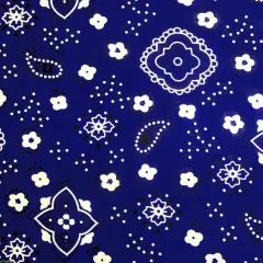 1 Yard DIY Bandana Print Fabric Soft Cotton Poly, Continuous Yardage, Machine Washable 58/59 Inches Wide Royal Blue