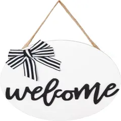 Welcome Sign for Front Door Decor Winter Wreath 12 Inch