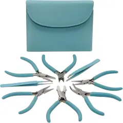 The Beadsmith Fashion Color Pliers &ndash; Slimline Color-Coordinated Tools &ndash; Matching Clutch in Beige &ndash; Jewelry Making Supply Kit to Create Necklaces, Bracelets, Earrings & More Light blue