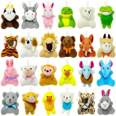 Wrapables Mini Stuffed Animal Plush Toys, Keychain Decoration, Party Favors, Stocking Stuffers, Easter Egg Basket Fillers (Set of 24)