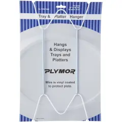 Plymor White Vinyl Finish Wall Mountable Tray and Platter Hanger, 14.25" H x 6.5" W x 0.875" D (For Trays or Platters 16" - 30")