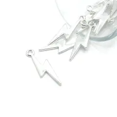Silver Plated Lightning Bolt Wizard Charms, 29x9mm