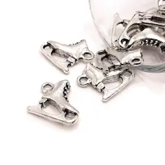 Silver Ice Skate Winter Christmas 3D Charms, 16x17mm