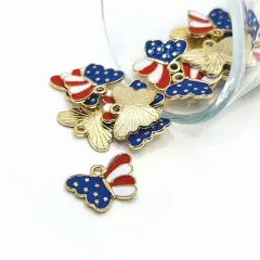 American Flag Butterfly Charms, 13x18mm