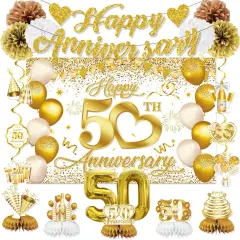 50th Wedding Anniversary Decorations - Happy 50th Anniversary Banner